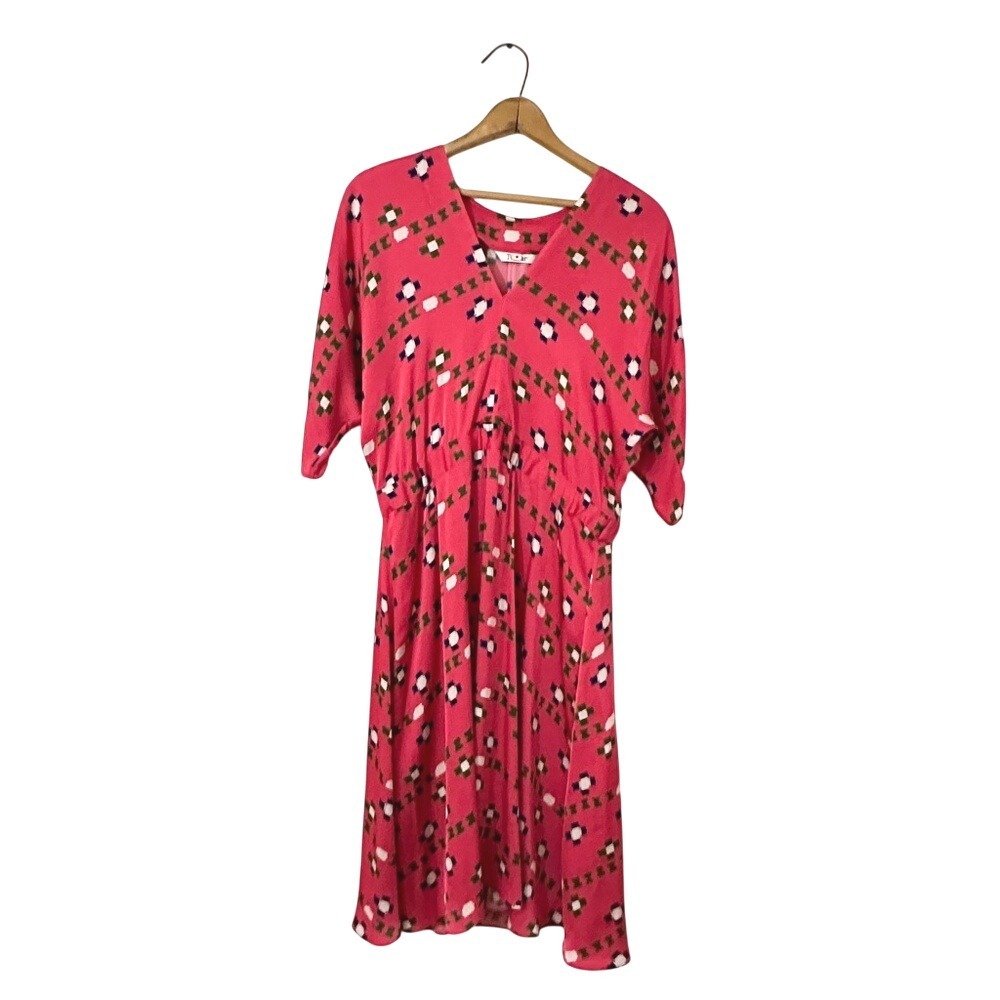 Tucker‎ Midi Dress Pink Silk Spandex Geometric Print Medium